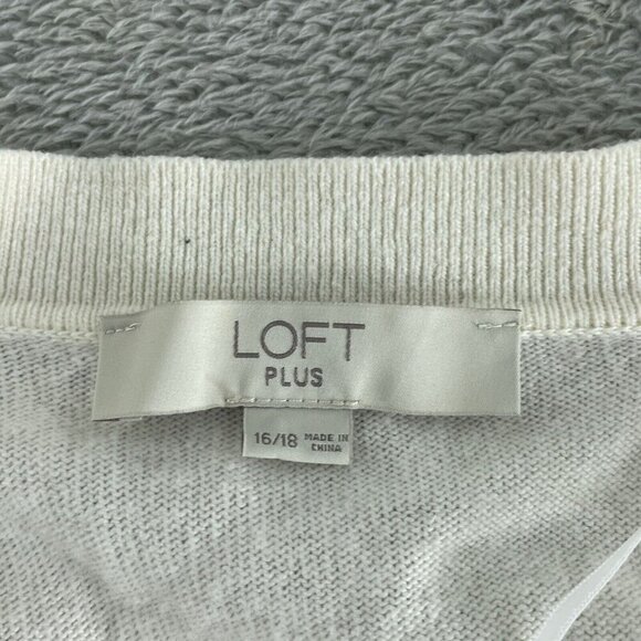 Loft Striped Open Cardigan Sweater Womens Plus Size 16/18 By LOFT 5483 - Picture 4 of 8